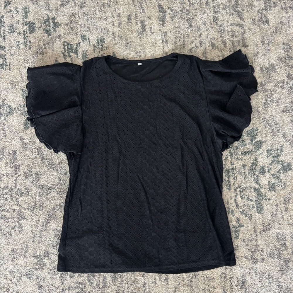 Elegant Black Ruffle Sleeve Top